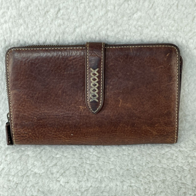 Ellington Vintage Brown Italian Leather Clutch Wallet Credit Card Snap Close