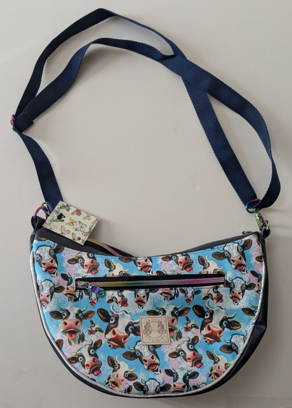 Happy Cows, Shoulder Bag, Handbag, Purse, with zippers handmade one of a kind