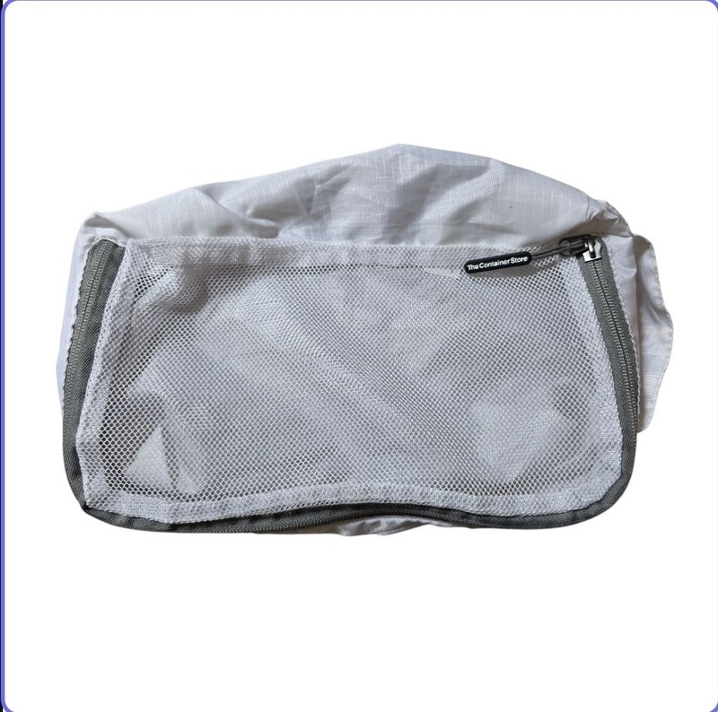 The Container Store Travel Organizer White Zip Mesh Nylon Storage Packable Bag