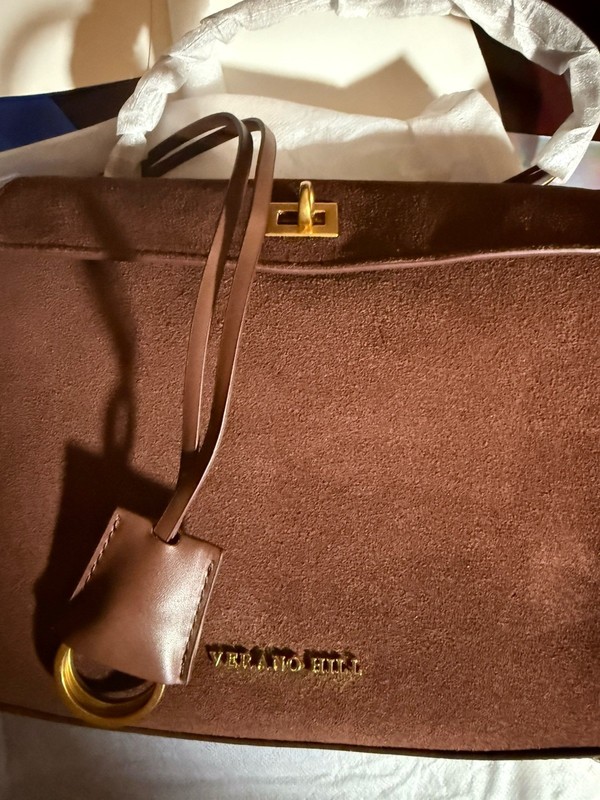 Verano Hill Brown Tan Leather Suede Clutch Purse Hand Bag New W/bags gallery