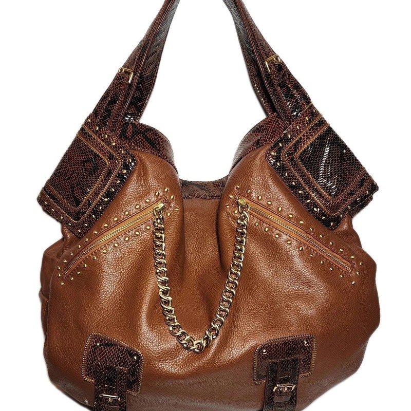 ISABELLA FIORE HEAVY METAL STUDDED CHAINED LENA VINTAGE Y2K HOBO HANDBAG MP $795