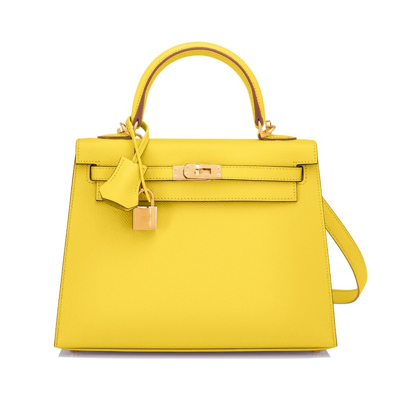 Hermes Kelly 25cm Lime Fluo Yellow Sellier Epsom Gold Jewel Y Stamp, 2020