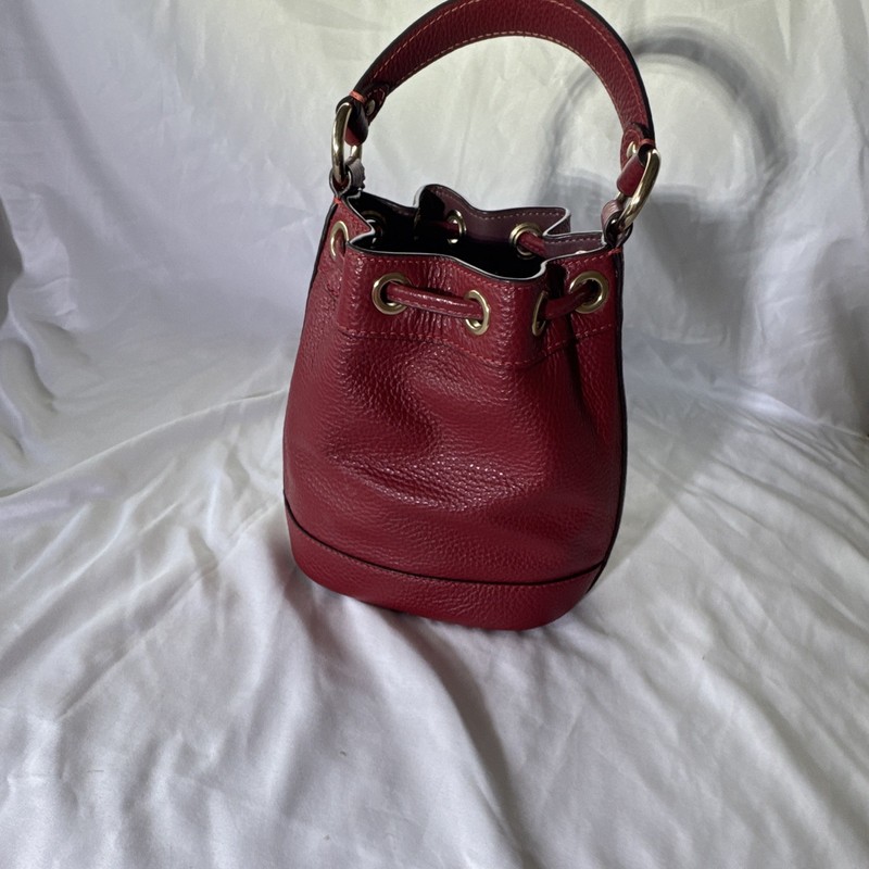 Coach Burgundy Drawstring Bucket Bag, Gold Hardware, Lined, Bag Charm gallery