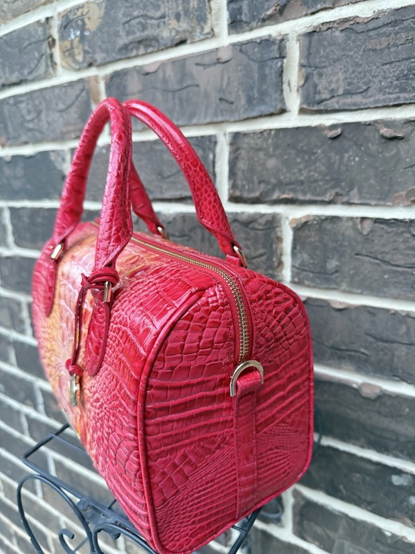 NWT $345 BRAHMIN Stacy Infusion Ombre Melbourne Satchel red orange gallery