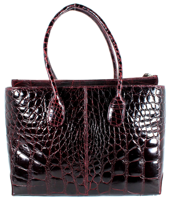 TOD'S Vintage Dark Burgundy Alligator Skin Double Handle D BAG DI Tote Bag gallery