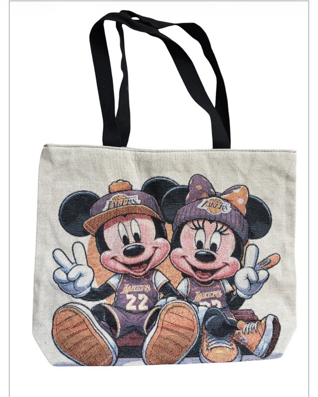 Fashion Trend Hello Kitty / Mickey Mouse Lakers Tapestry Tote w/Zipper Closure gallery