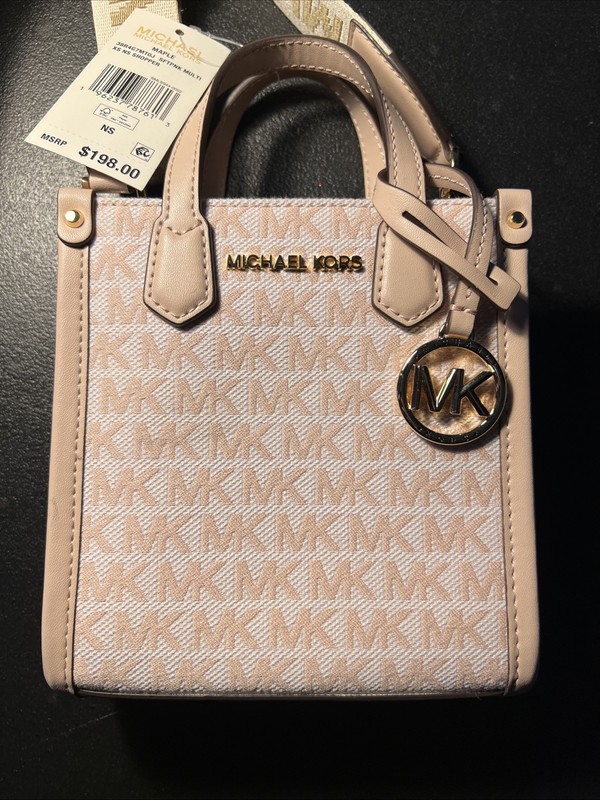 Michael Kors NWT Maple XS Shopper Tote Soft Pink Multi Bag Purse MSRP $198 gallery