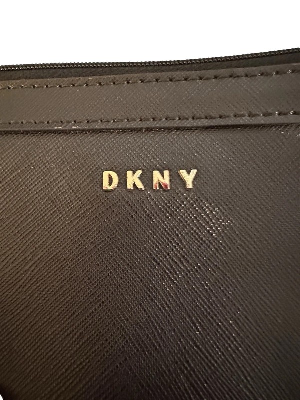 DKNY Women's Bryant Wristlet Clutch Wallet Black Saffiano Leather gallery