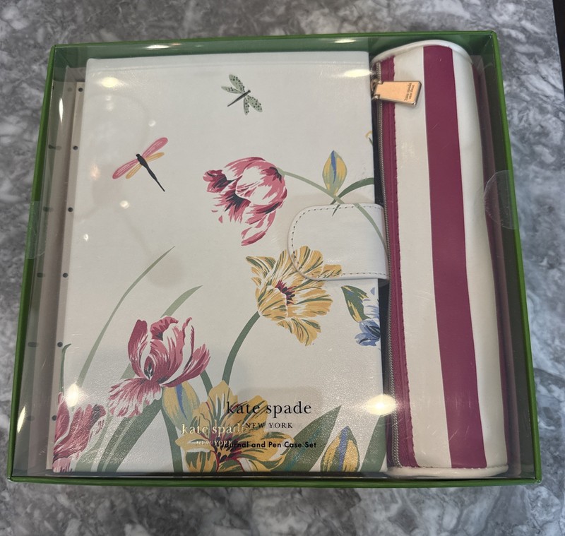 Kate Spade Dragonflies & Tulips Journal & Pen Case Set New Sealed
