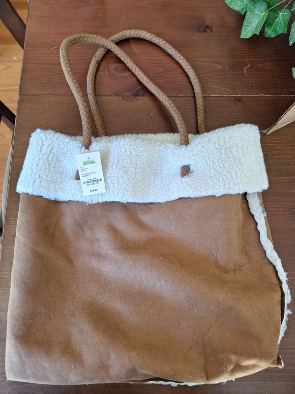 Faux leather Microsuede Zealand chestnut tote, new with tags