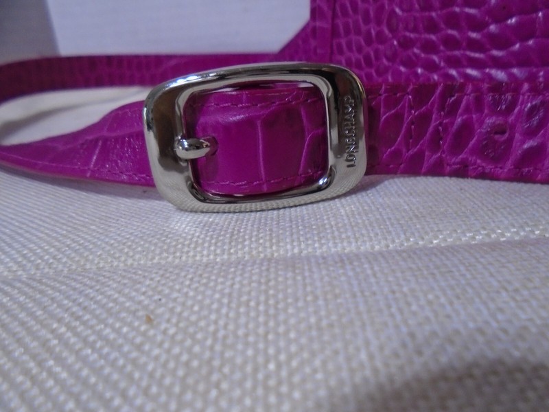 LONGCHAMP FRANCE BRIGHT PINK CROCO EMBOSSED CROSSBODY gallery