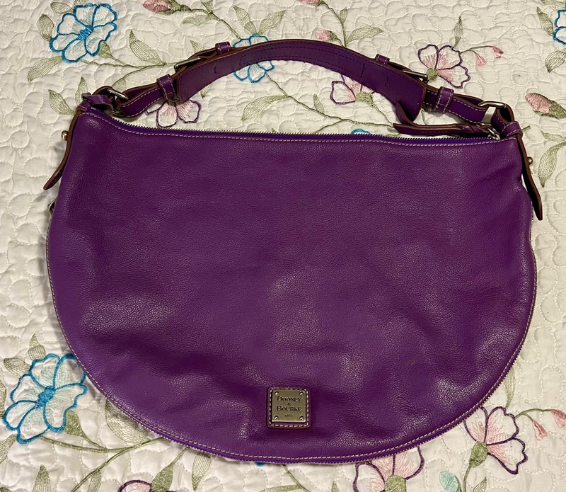 VTG Douney & Bourke Purple Pebble Leather Half Moon Circle Shoulder Bag Purse