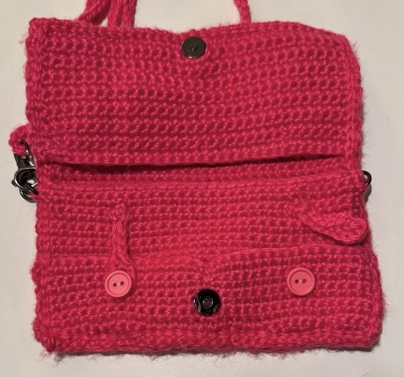 Handmade Pink Shoulder Bag Button Accent Magnetic Closure Inner Pockets Women gallery