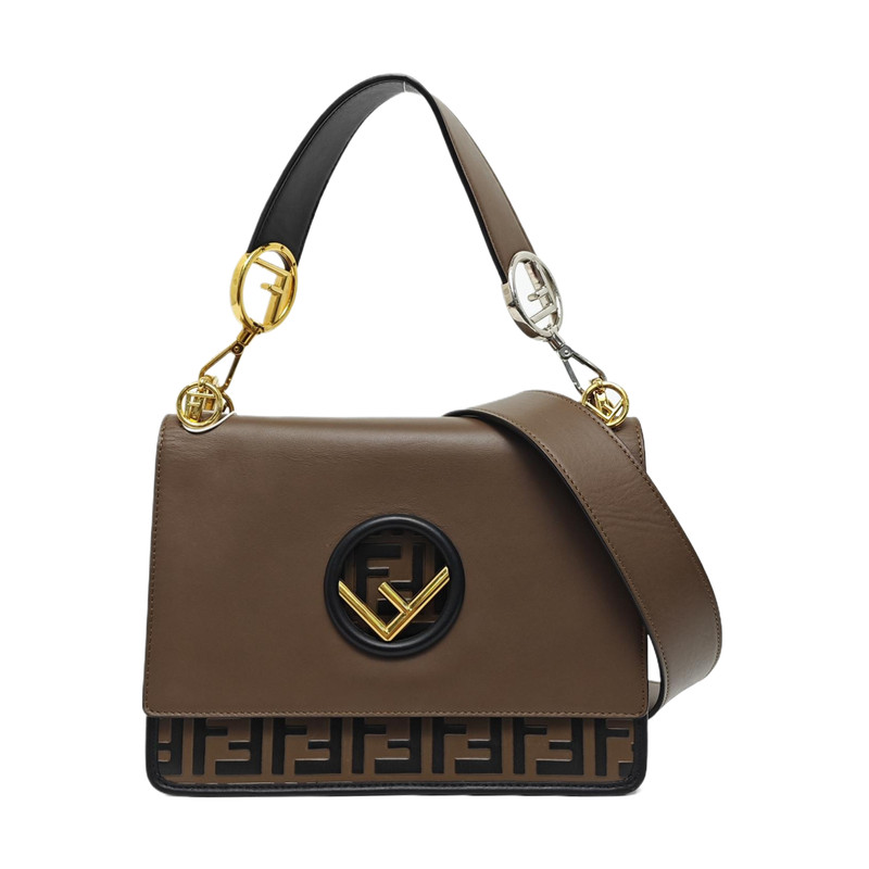 Fendi Kan I Logo Monogram Embossed FF Pattern Leather – Very Good #10PCB4G