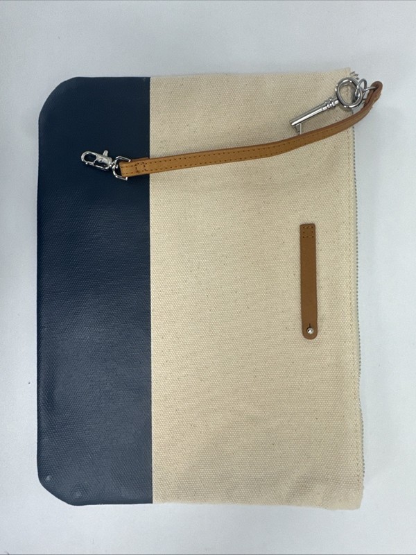 KEEP COLLECTIVE Stella & Dot Cream And Navy Pouch 11.25”x 8.25”