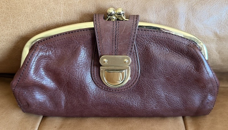 Vintage Brown Leather Clutch Wallet Or Small Handbag By Nordstrom‘s 10.5 x 5.5