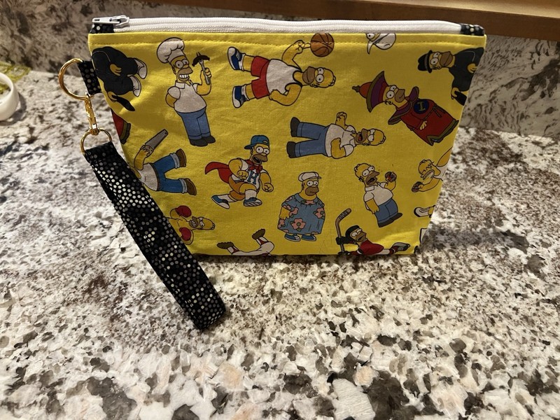 Custom Homer Simpson Removable Loop Key Fob Cotton Handmade In The USA Wristlet