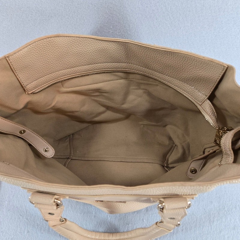 BCBG Paris Beige Textured Leather Tote Bag with Matching Wristlet Clutch gallery