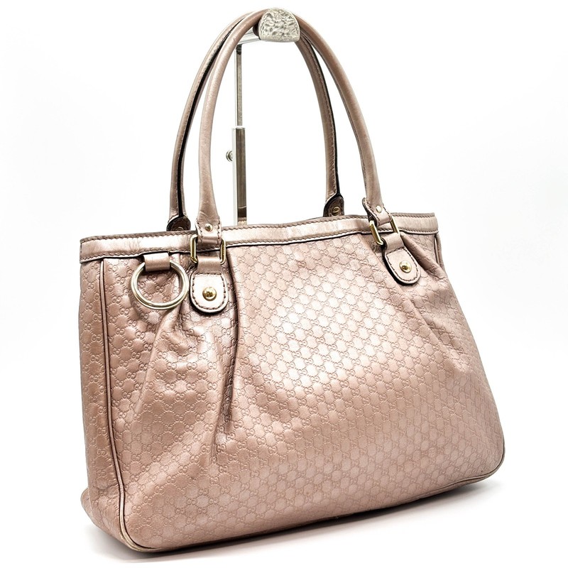 GUCCI guccissima Shoulder Bag Handbag Purse Leather Pink 296835 Auth
