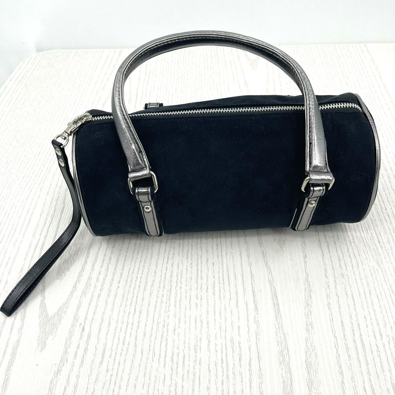 Victoria Secret 10 1/2 Inch Black Gunmetal Duffle Bag Lingerie Tote Handbag