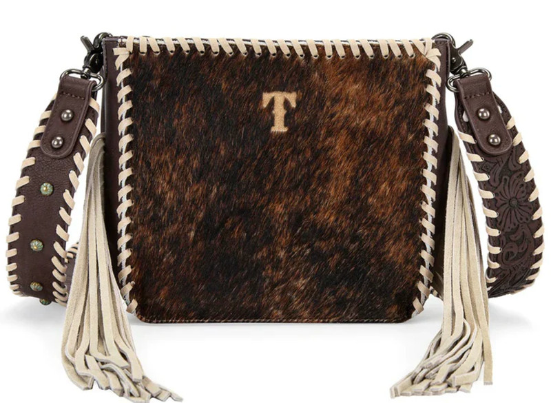 TRINITY RANCH COWHIDE FRINGE CROSSBODY BAG