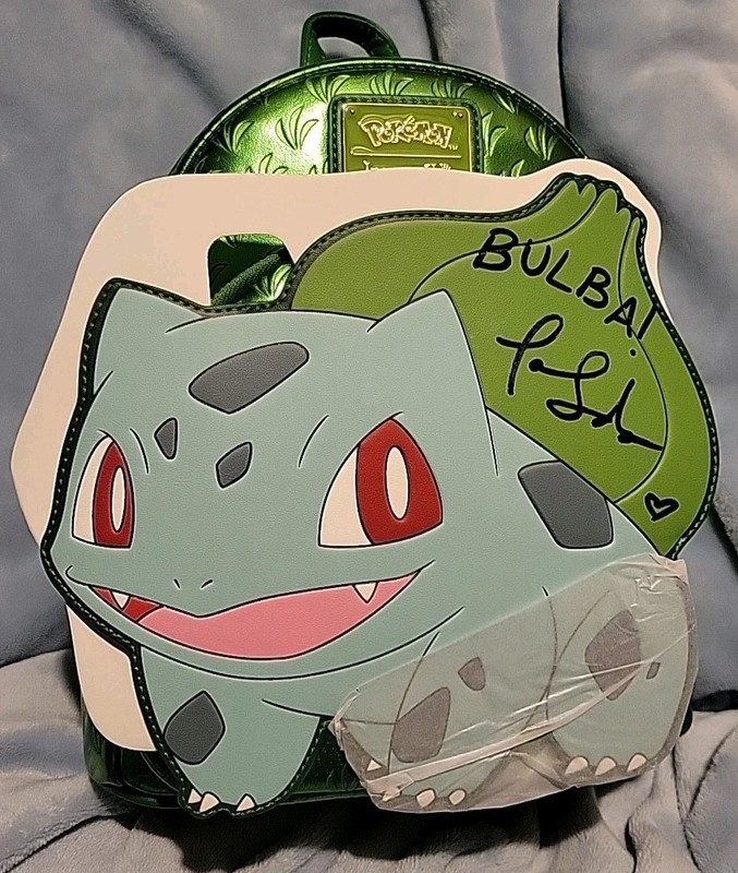 Tara Sands Signed JSA Certified Loungefly Metallic Bulbasaur Mini Backpack NWT