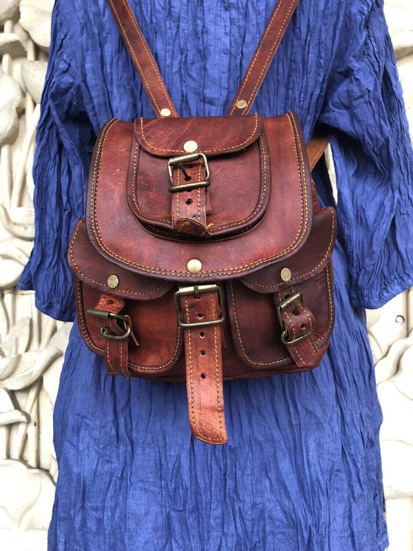 Women’s Genuine Vintage Soft Leather Backpack Brown Rucksack Shoulder Purse Bag