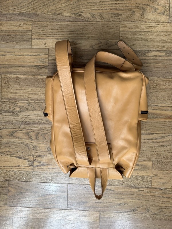 Leather Costa Rica Tan Drawstring Backpack Buckle, Zip Outer Pockets, Medium gallery
