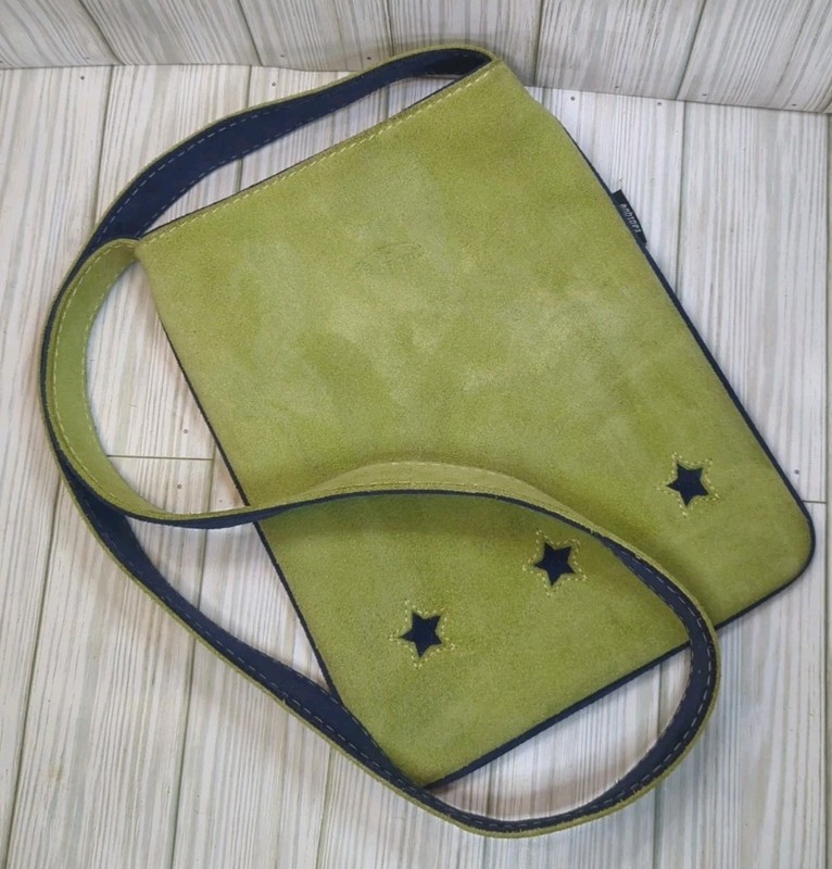 Tabique Leather Suede Shoulder Bag Handmade Olive Green Mexico