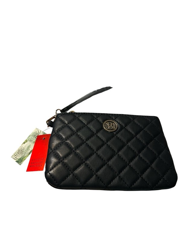 Badgley Mischka Black Quilted Wristlet 7 -1/2 In X 5 In New With Tags