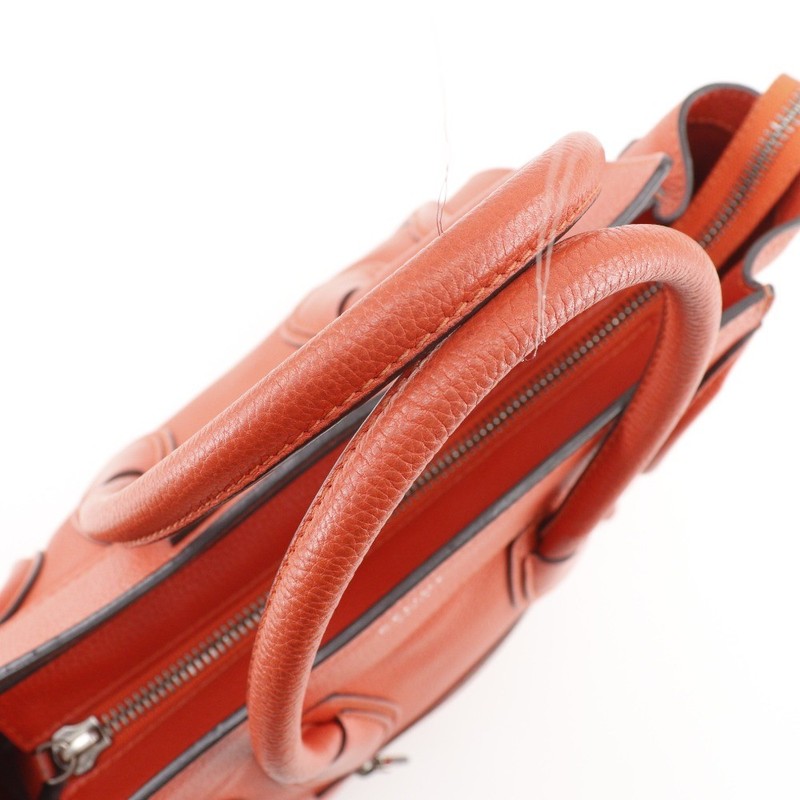 CELINE Luggage Handbag Micro shopper Red/Orange leather Women gallery