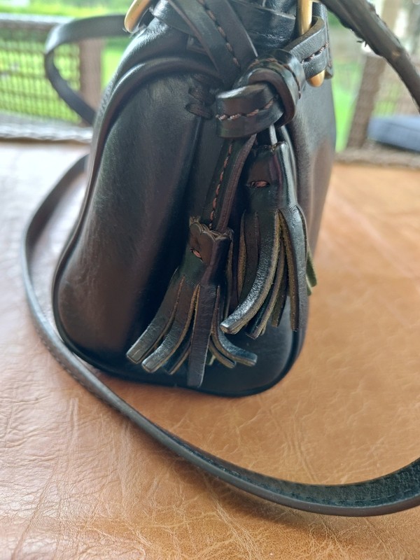 Dooney & Bourke Mini Florentine Leather Zip Crossbody Purse Bag Tassels 8”x8”x4” gallery
