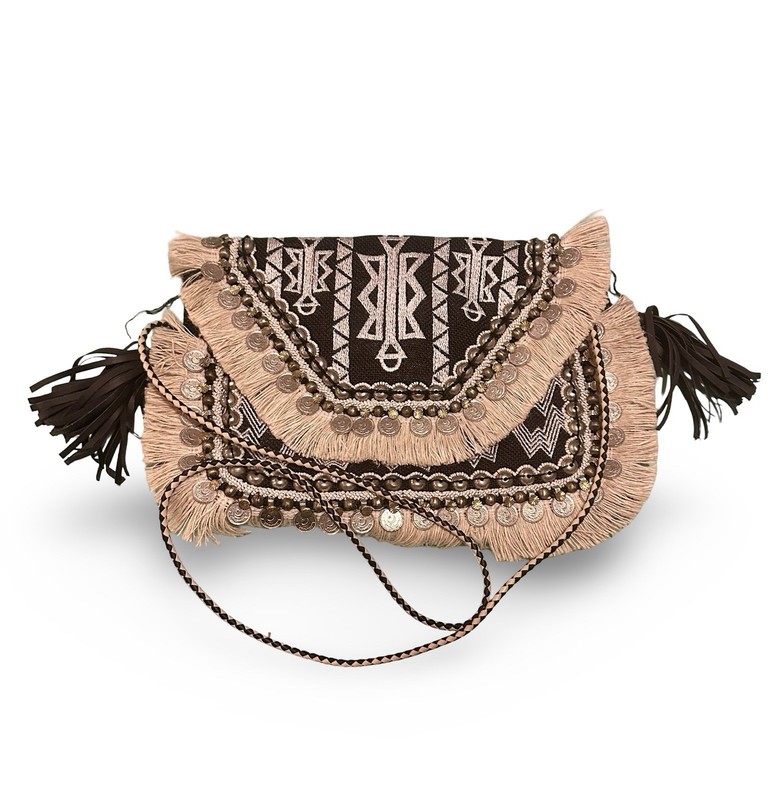 Boho Ethnic Fringed Bag Crossbody With Coin Charms