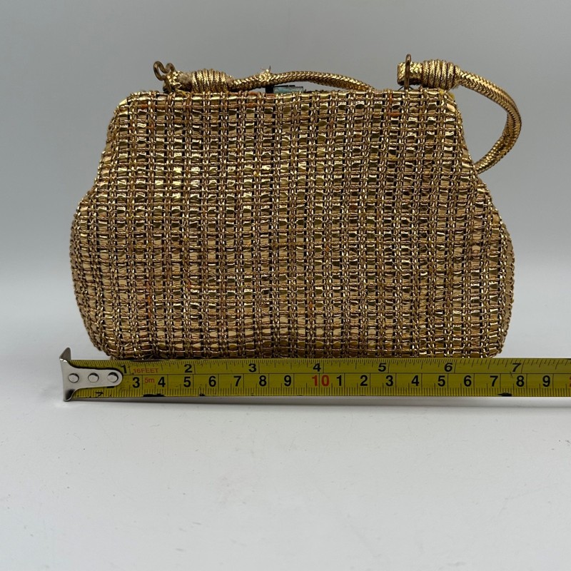 Vintage Gold Clutch Purse Clam Shell Tiny Evening Bag Clasp Closure gallery