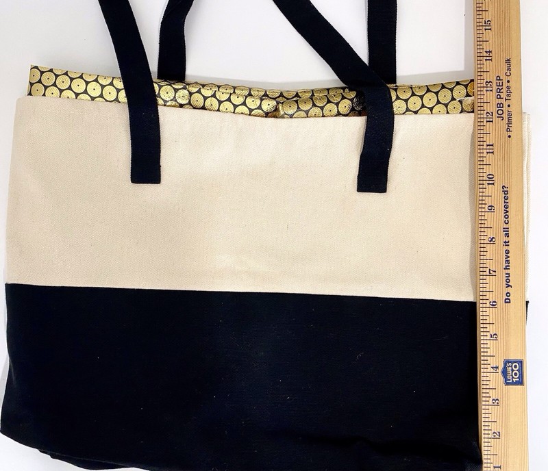 Canvas Tote Bag 16x14 Inches Black/ Ivory Canvas New with Tags, Removable Insert gallery