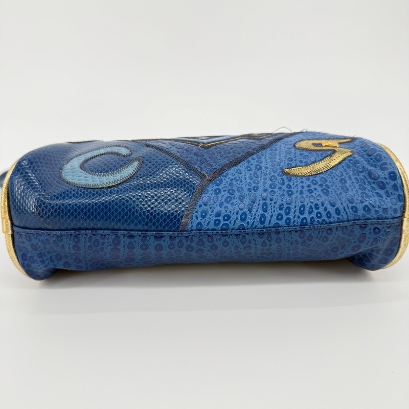 Vintage 80's NAS Bag Small Crossbody Bag Patchwork Blue Gold gallery