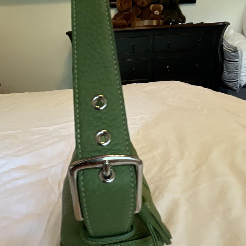 Vintage Coach Hamptons 5052 Green Leather Demi Baguette Shoulder Handbag Y2K gallery