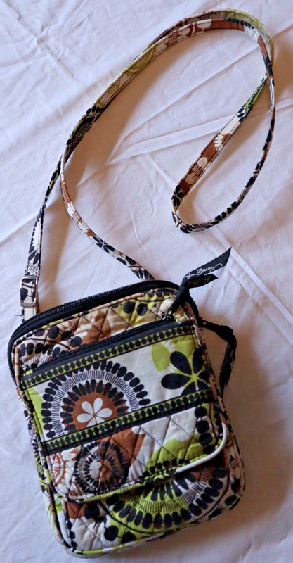 Vera Bradley Cocoa Moss Mini Hipster Crossbody Strap Quilted Adjustable Bag