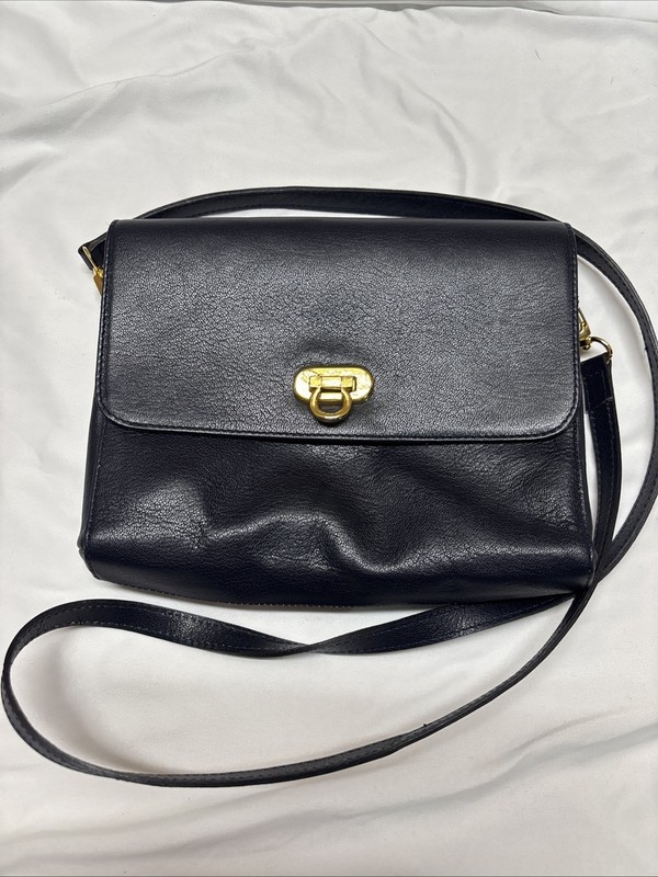 Andrea Mabiani Navy Blue Leather Crossbody Handbag, Made In Argentina gallery