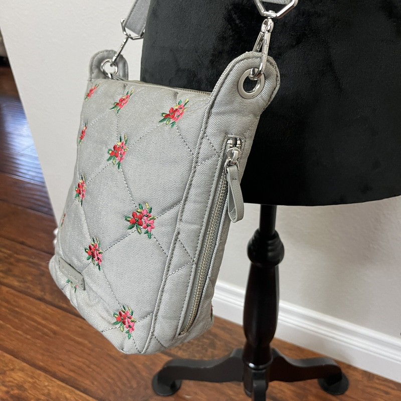 Vera Bradley Carson Hobo Crossbody Denim Gray Embroidered Shoulder Bag gallery