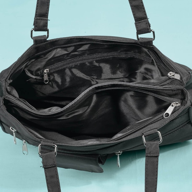 Multi-Pocket Handbag with Cell Phone Pocket, Black gallery
