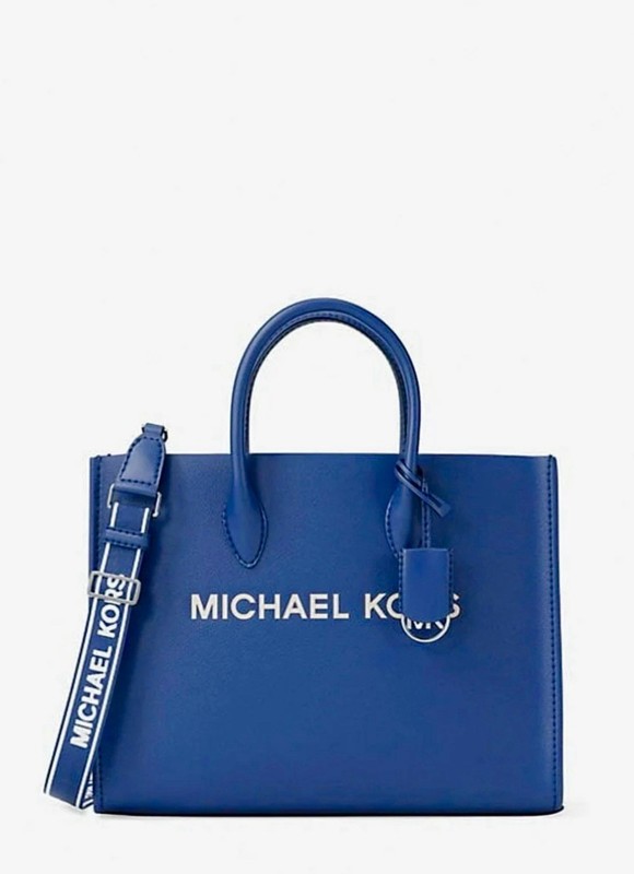 Michael Kors Mirella Medium Crossbody Tote Bag Purse Leather Blue Shoulder Lady