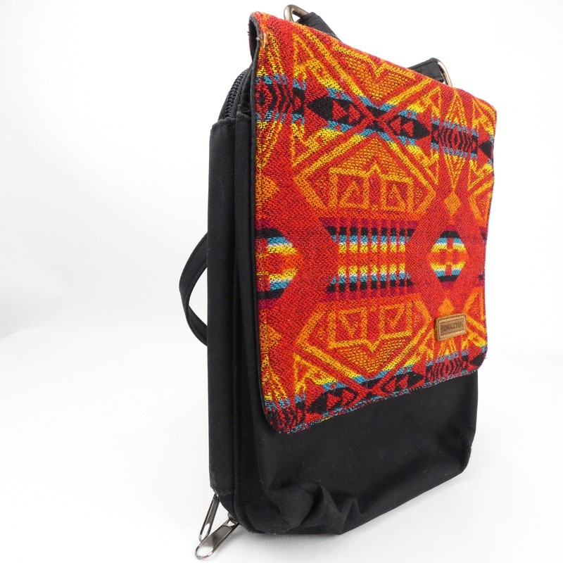 Pendleton Crossbody Bag Purse Red Blk Aztec Native Tribal Wool Front Zip Around