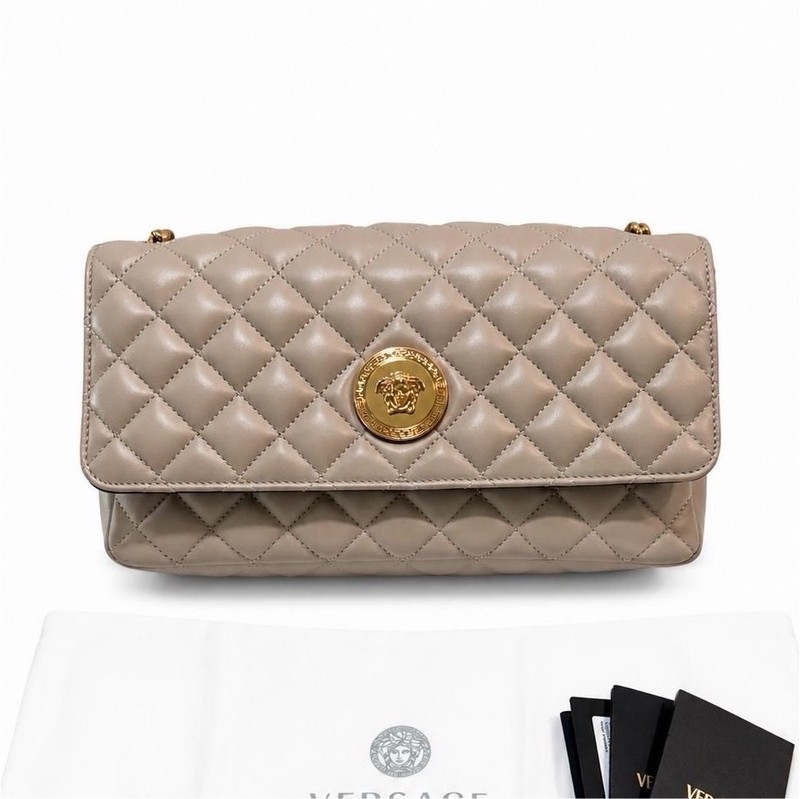 VERSACE Quilted Beige large Shoulder Bag