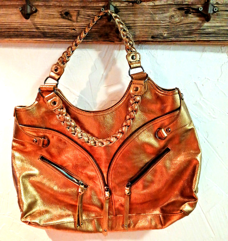 Kate Landry Gold/ Brass Metallic oversized Shoulder Bag