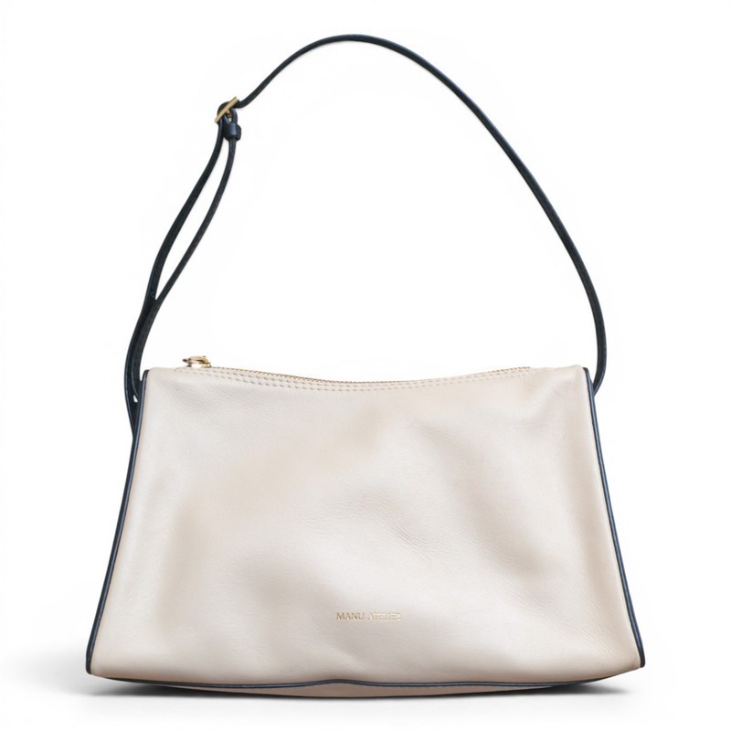 Manu Atelier Prism Soft Bag Ivory Leather Shoulder Bag Minimal Structured