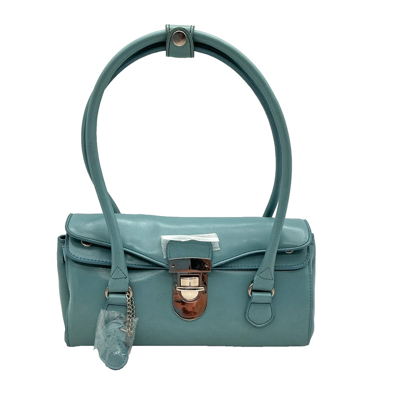 Rina Rich Structured Top Handle Handbag Teal Blue Vegan Leather New with Tags