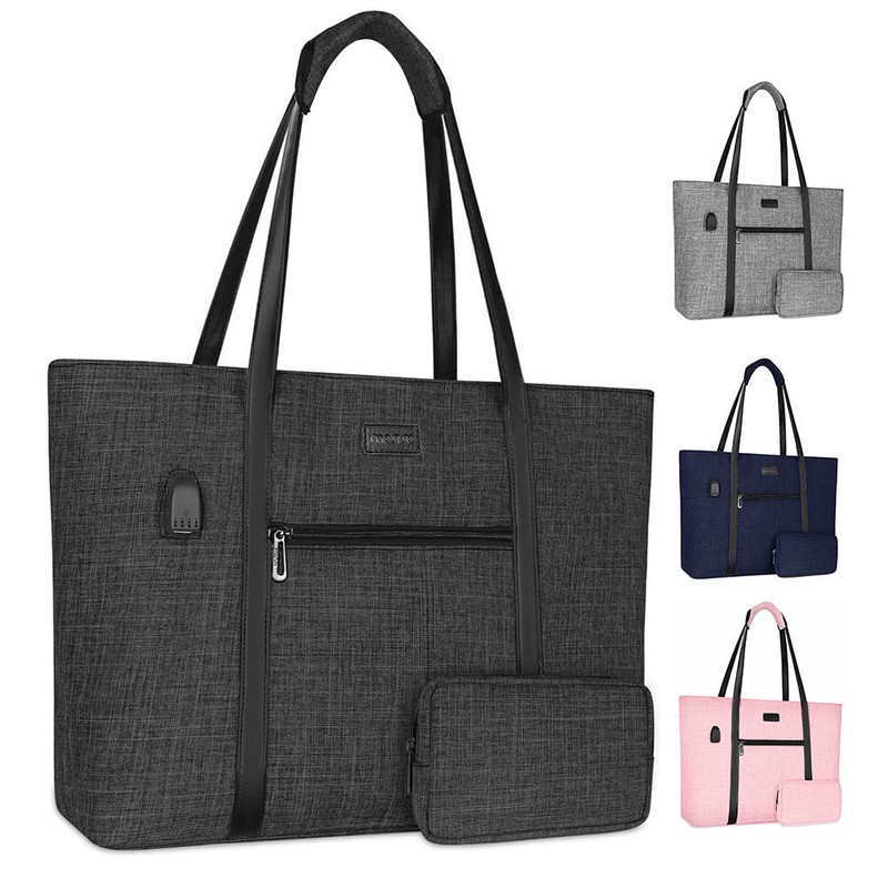 USB Port Laptop Tote Bag for Women 15 15.6 16 17 17.3 inch MacBook Notebook Bag