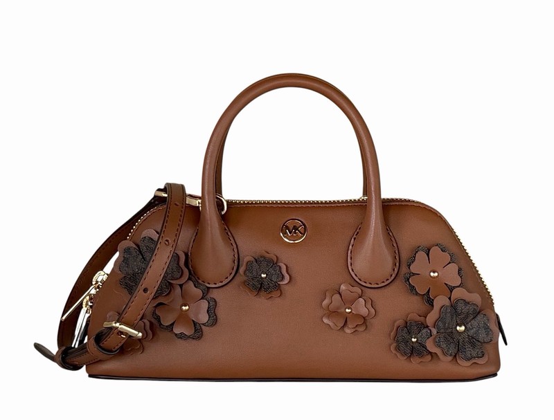 Michael Kors Petra SM MINI Satchel Floral Embellished Crossbody Bag Brown