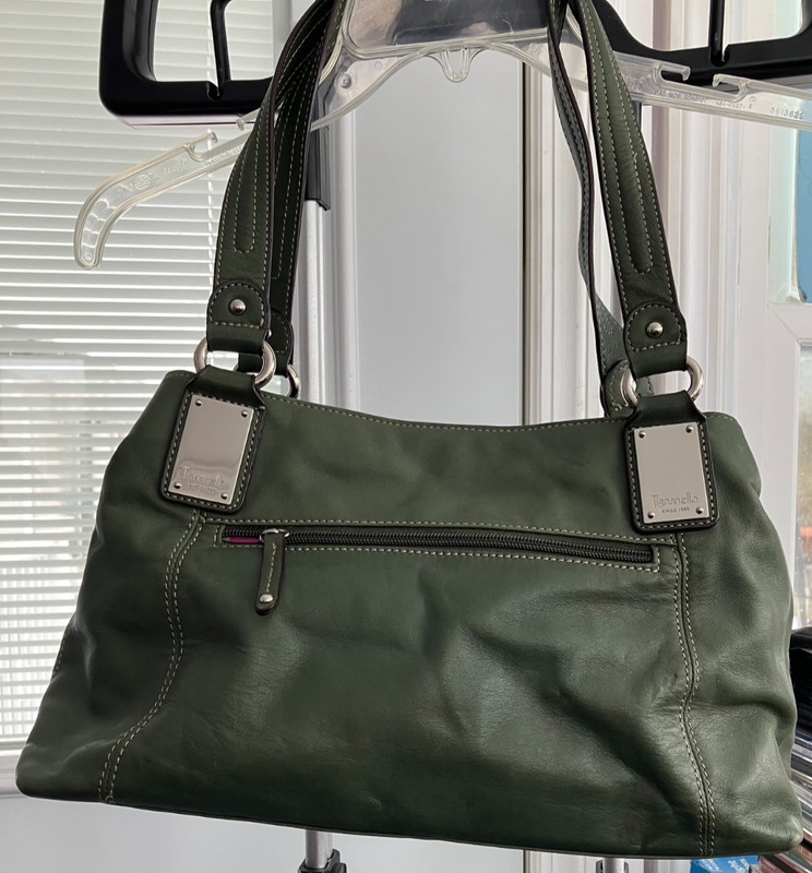 TIGNANELLO DARK GREEN LEATHER HANDBAG 14”Lx8”Hx5”D #LV05 gallery